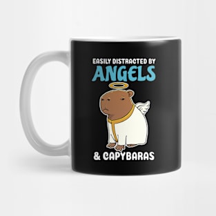 Easily Distracted by Angels and Capybaras Cartoon Mug